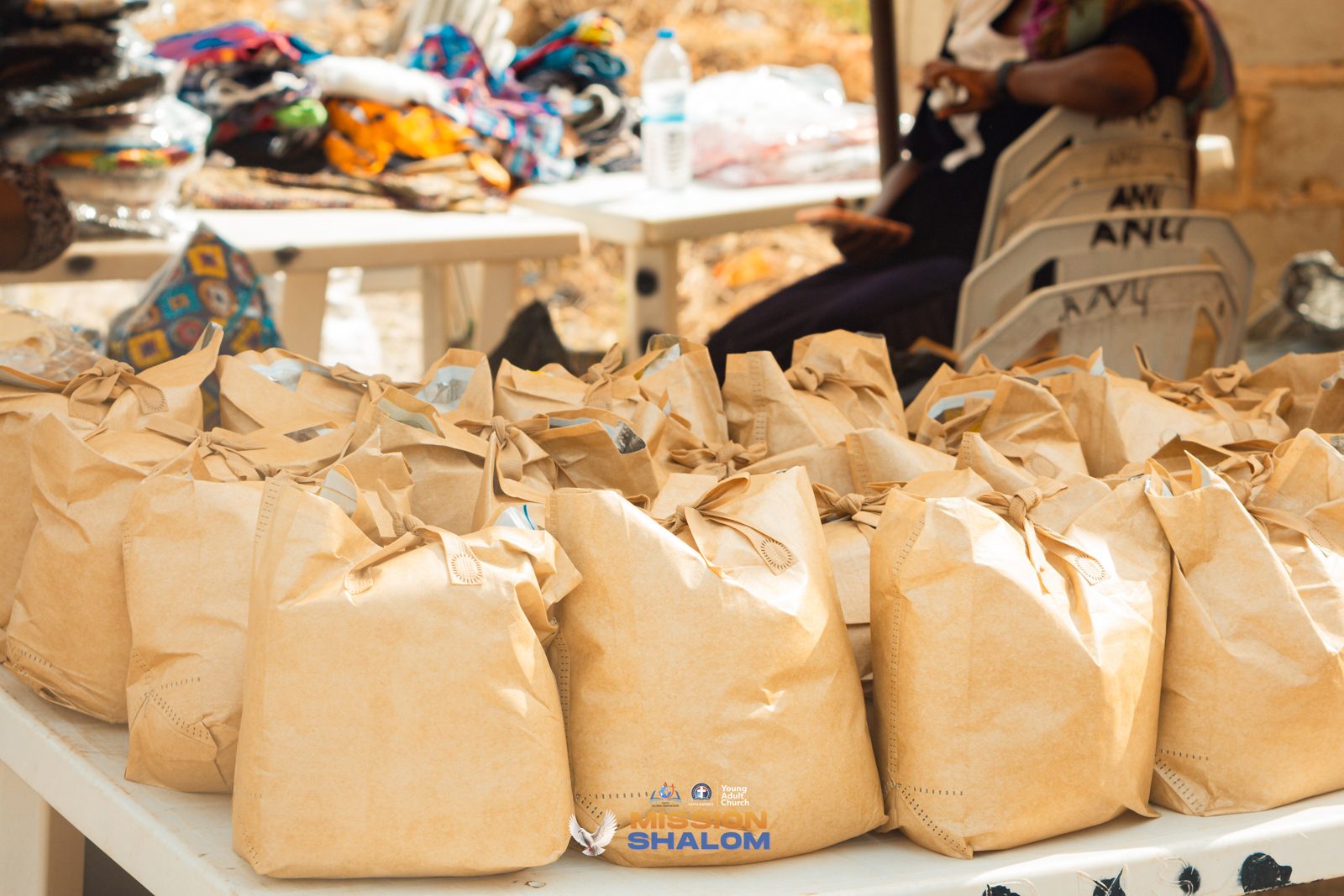 Relief food packs prepared by the Welfare unit for outreach beneficiaries